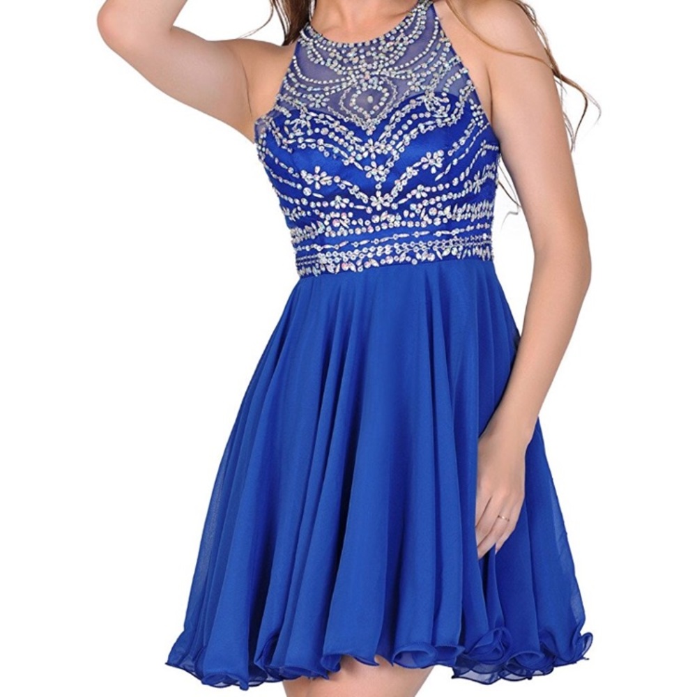 Royal blue short pageant / prom dress
